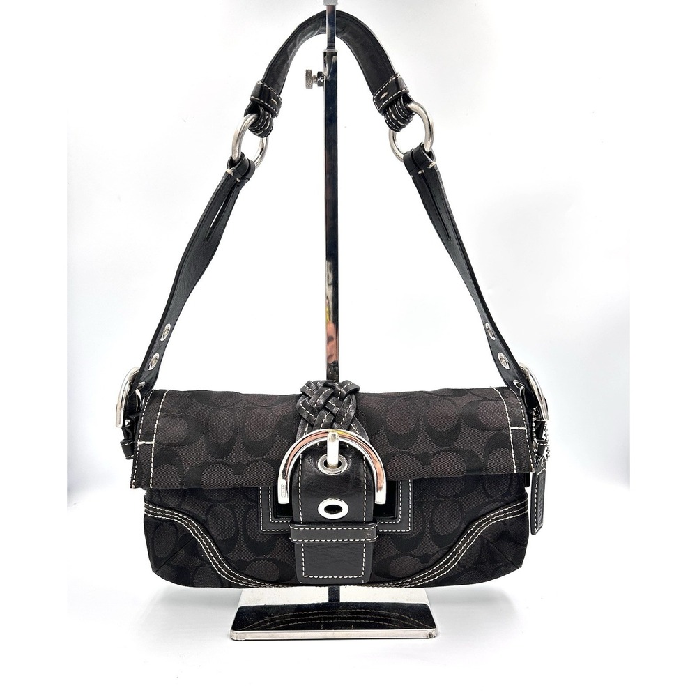 Coach Signature Boho Classic C Buckle Braided Black Shoulder Bag Y2K Hobo #6280